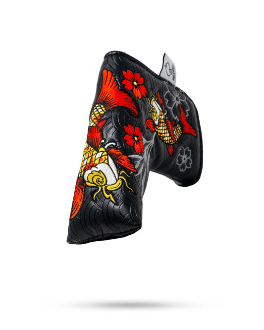 Pins and Aces Koi Flow Blade Putter Cover featuring fire wave design, made for blade putters to protect and add style.
