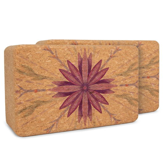 Set of two Yoloha Yoga cork yoga and Pilates blocks with rounded edges for support and stability during practice.