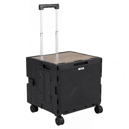 Foldable Utility Cart on 4 Rotate Wheels with Cup Holder