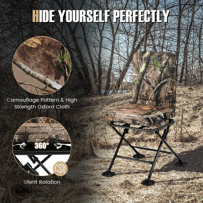 Swivel Folding Chair with Backrest and Padded Cushion
