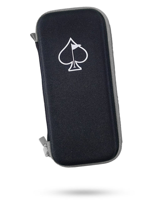Black and gray glove and accessory caddie by Pins and Aces for organizing golf gloves and small accessories.