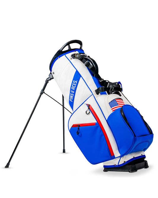 Player Preferred™ Golf Bag by Pins and Aces featuring multiple compartments and a comfortable shoulder strap for golf outings.