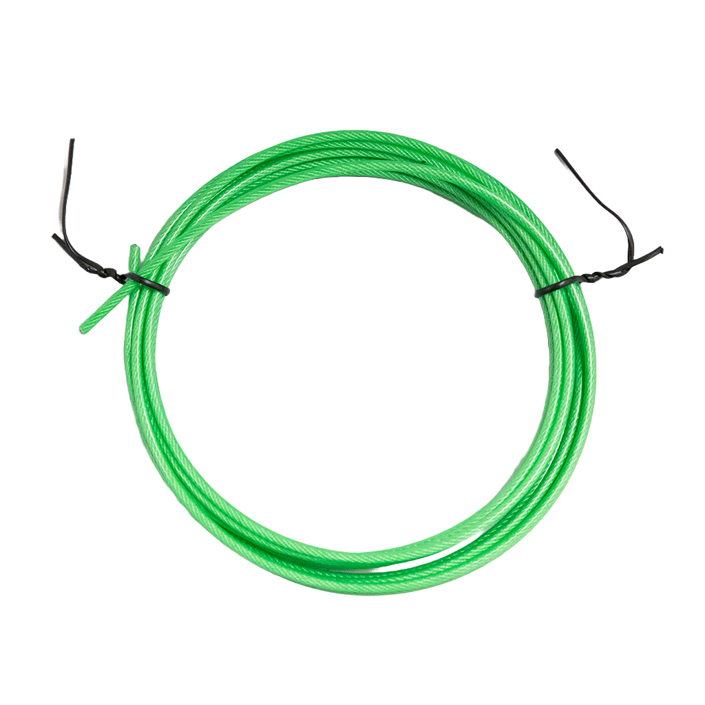 Green jump rope replacement cable for Bear KompleX jump ropes, made of durable material for smooth, efficient cardio workouts.