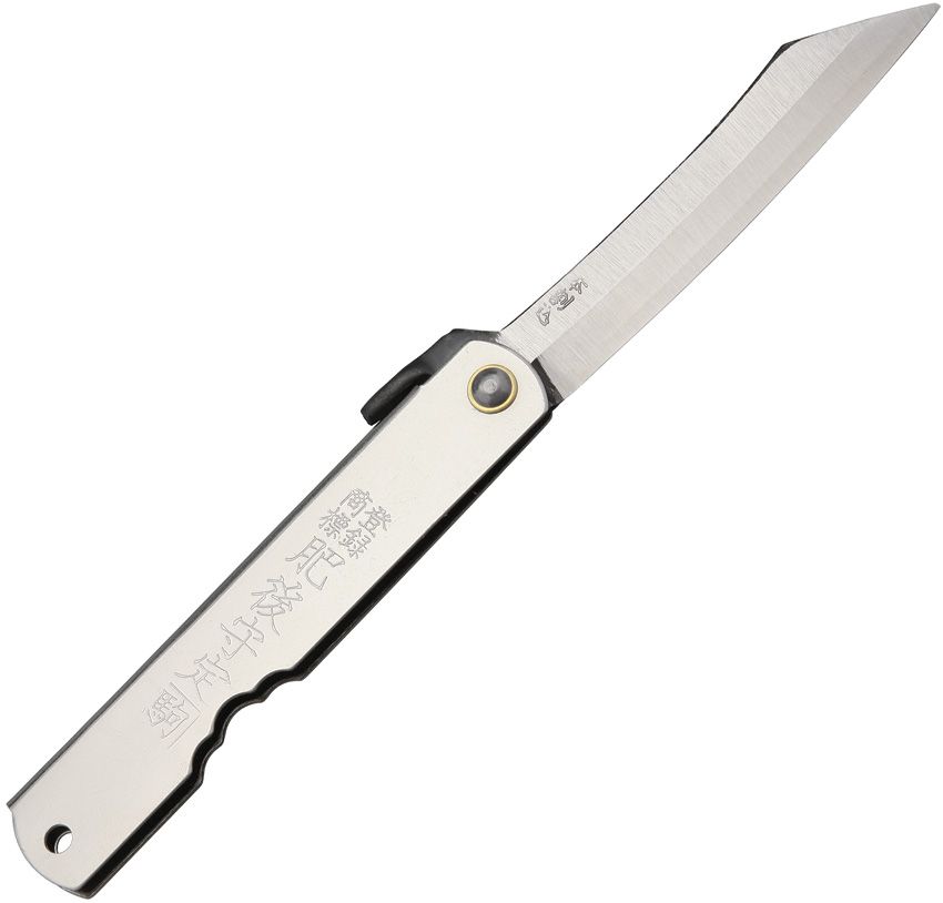 Higonokami folding knife with a 3 to 3.75-inch blade, featuring a sleek metal handle and traditional Japanese design.