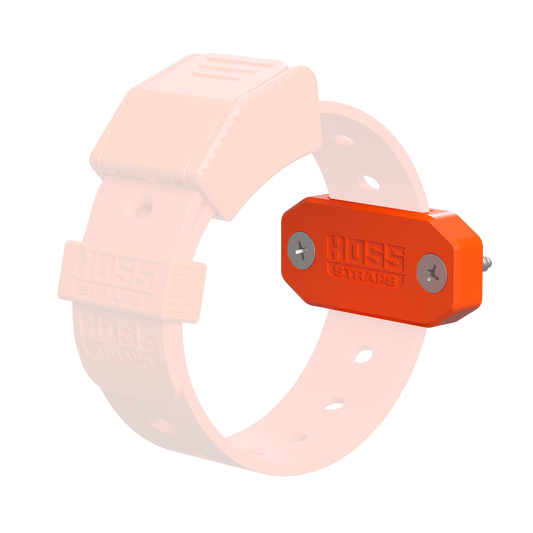 Orange Hoss Straps™ strap mount bracket with single slot, shown in a 2-pack for securing straps or gear.