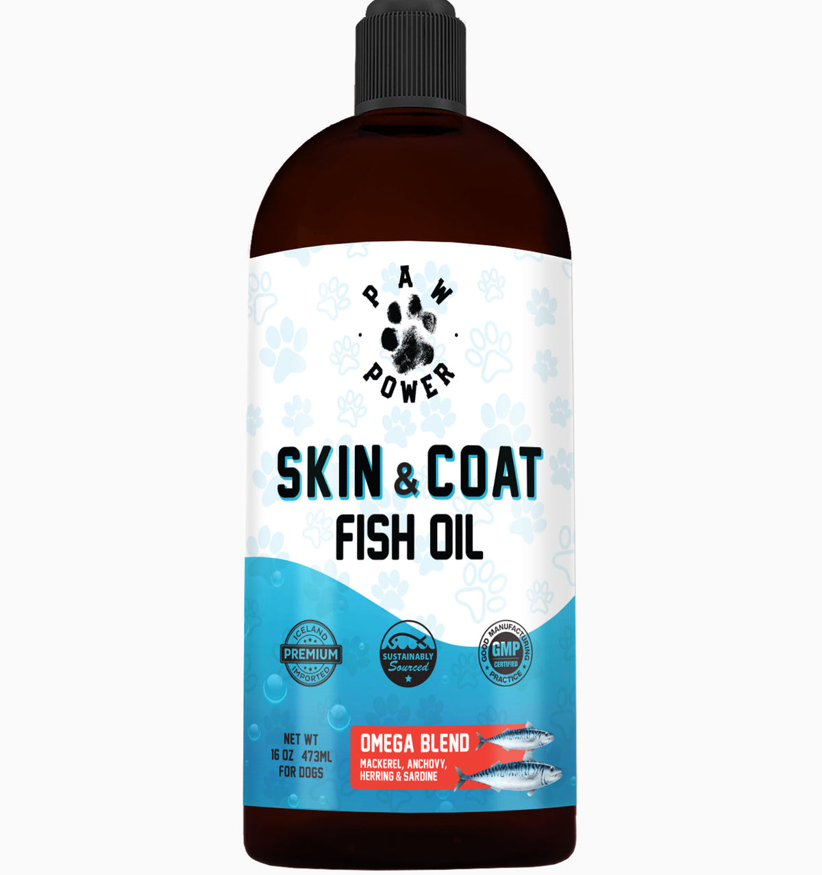 Paw Power Nutrition Dawg Health Skin & Coat supplement with dog and ingredients for healthy skin and shiny coat.