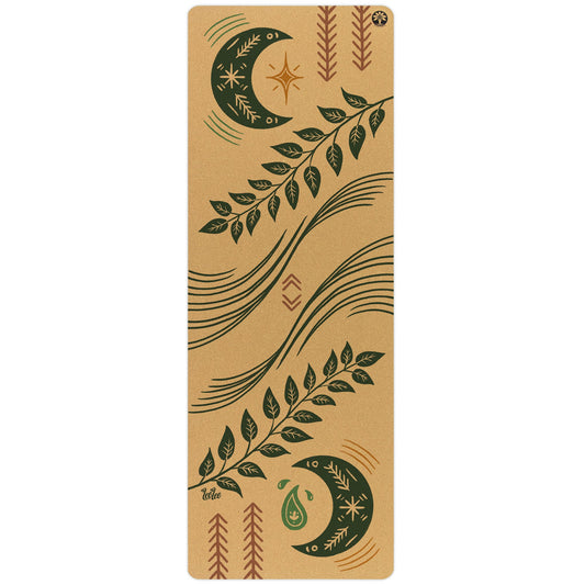 Yoloha Yoga Inhale Exhale Aura cork yoga mat with textured surface, ideal for yoga and Pilates practice.