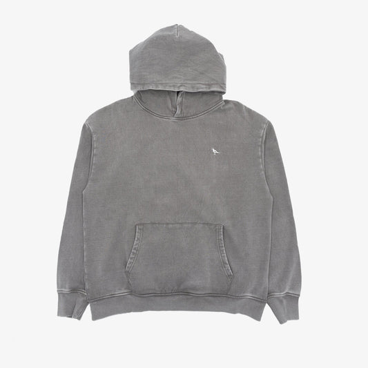 Front view of The Just Brand Vintage Grey Logo Hoodie, featuring a classic design and the brand's logo on the chest.