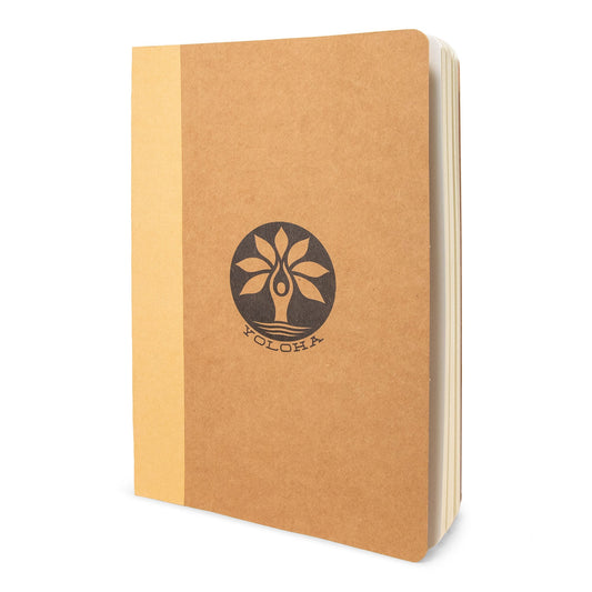 Yoloha Yoga journal refill notebook with blank pages for notes and planning, designed for use with notebook covers or binders.