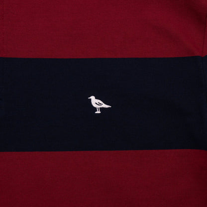Classic Striped Rugby Shirt in Cranberry and Navy