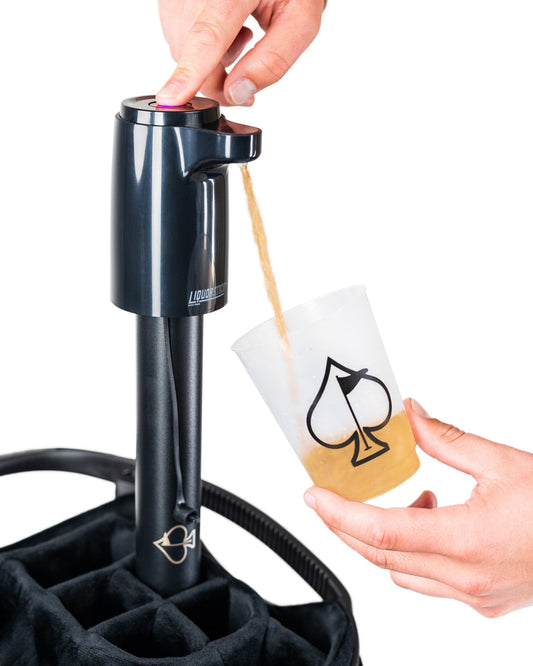 Black LiquorStick® 3.0 drinkware accessory by Pins and Aces, featuring sleek design and durable construction for beverage use.