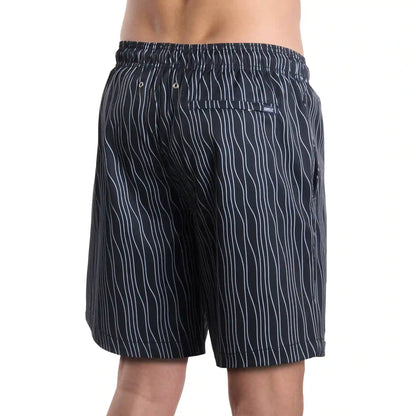 Men’s Premium Compression-Lined Hybrid Shorts – Linear Drift-Storm and Fog