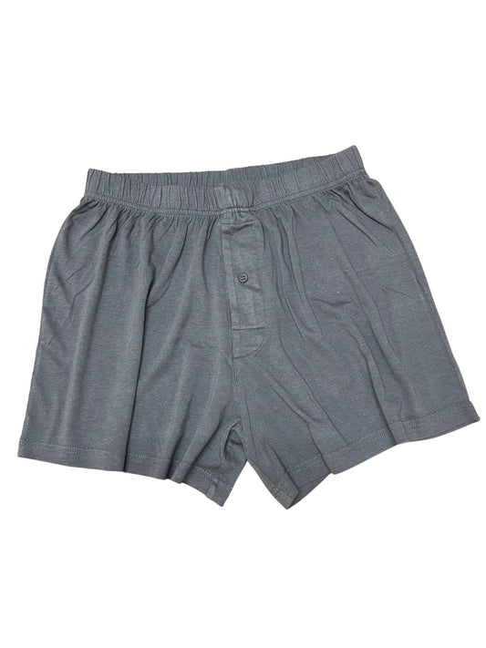 Men's charcoal grey boxer style underwear by Spun Bamboo, made from bamboo viscose and cotton, shown in a 5-pack.