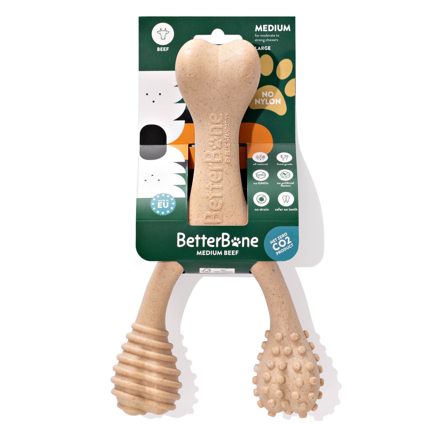 Large BetterBone Moderate chew toy for dogs, made from natural eco-friendly materials, designed for durable dog play and dental health.