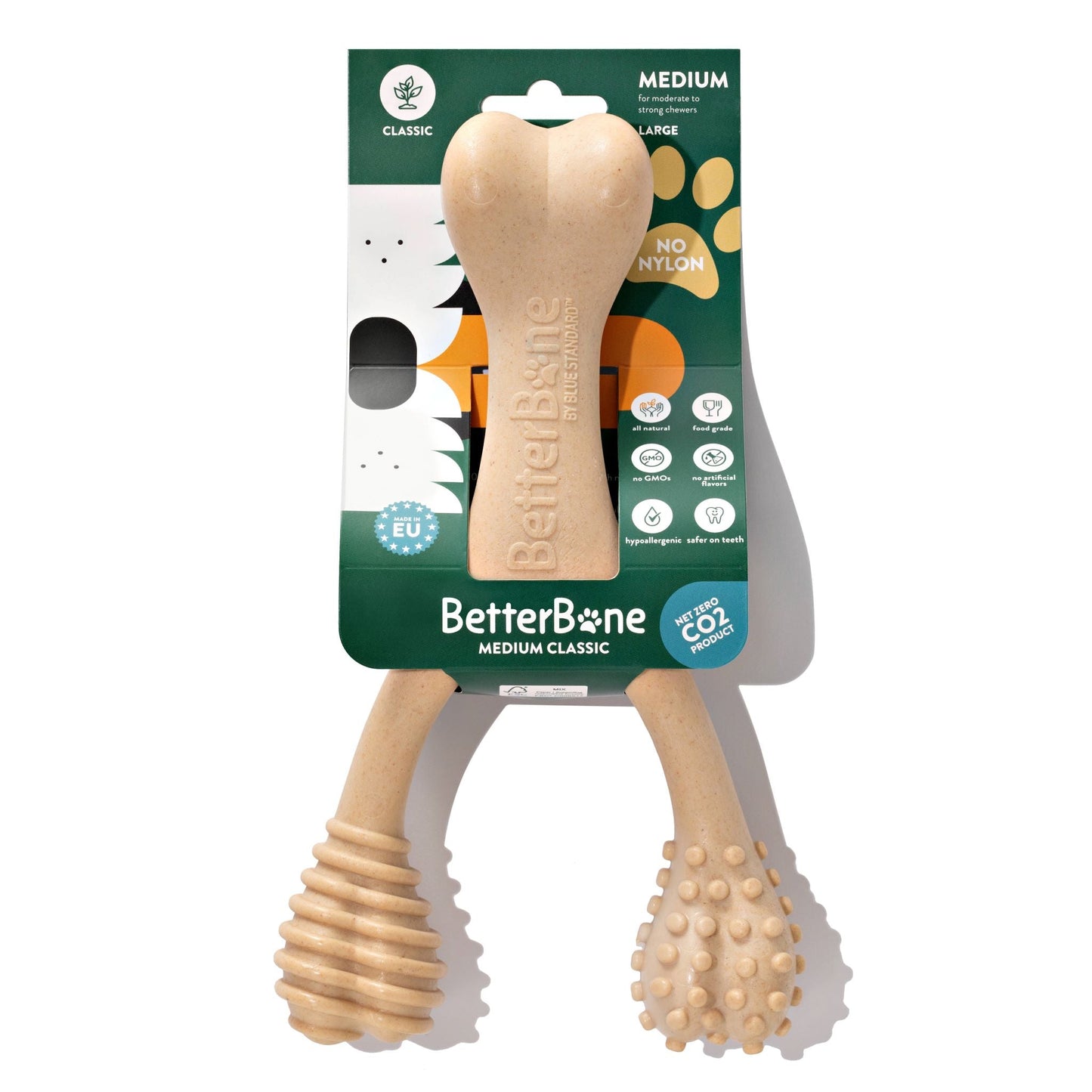 Medium-sized BetterBone Moderate dog chew toy from BetterBone All Natural Eco-Friendly Dog Chews & Bones, made of durable natural material.