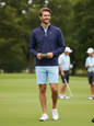 Navy White Water Life Monterey Performance long sleeve quarter zip shirt on a golf tee box.