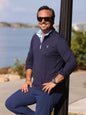 White Water Life Monterey Performance long sleeve quarter zip in navy, features a comfortable fit and athletic design.