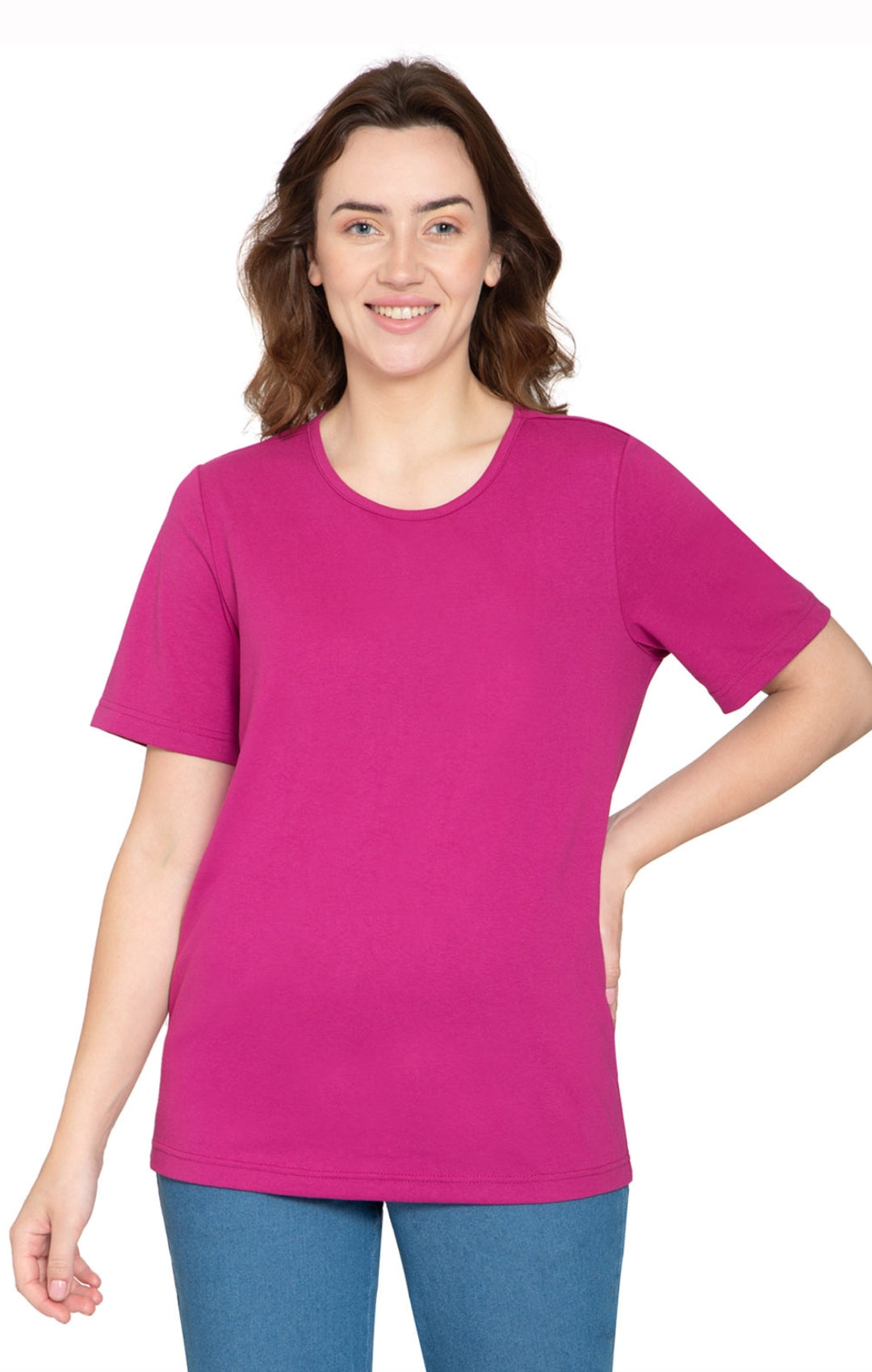 Women's Relaxed Fit Short-Sleeve Crew neck knit Tee Shirt