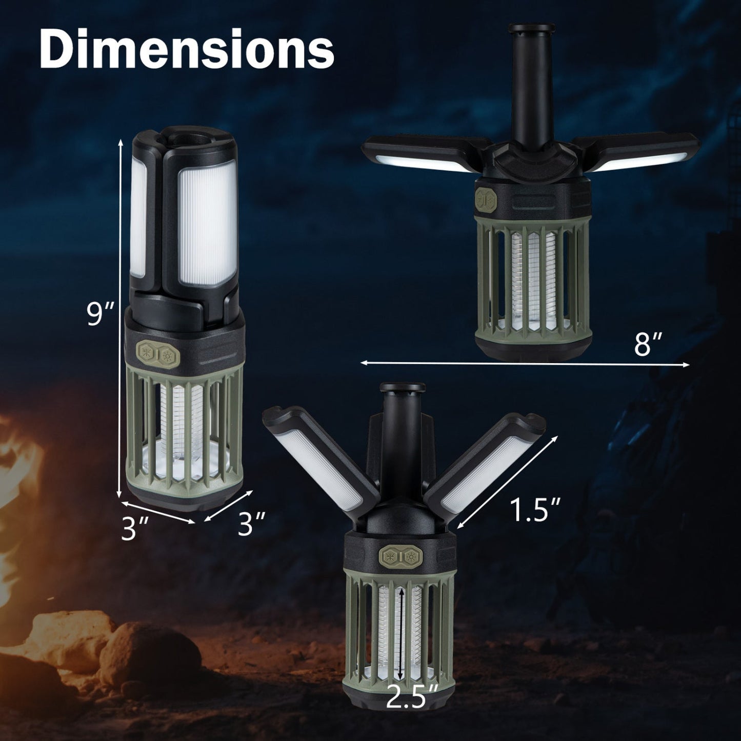 Outdoor Bug Zapper with Foldable Camping Lantern USB-C Rechargeable Electric Mosquito Killer