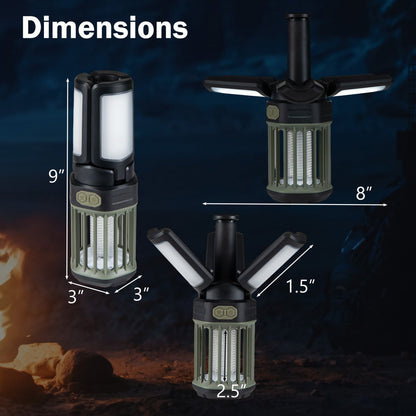 Outdoor Bug Zapper with Foldable Camping Lantern USB-C Rechargeable Electric Mosquito Killer