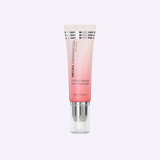 PRAI Beauty Necks-Generation Future-Proof Day Treatment in 50ml bottle, showcasing sleek packaging and product label.