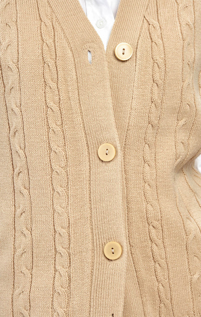 Womens Button Front Cable Knit Cardigan Sweater Vest
