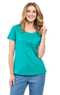 Women's Short Sleeve Cotton Knit T-shirt in Pintuck Style
