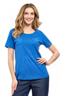 Women's Short Sleeve Cotton Knit T-shirt in Pintuck Style