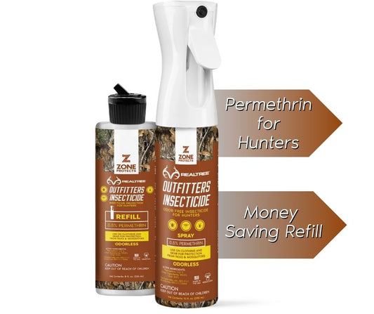Zone Protects Permethrin insecticide spray bundle with Mistosol and refill, designed for outdoor insect control and protection.