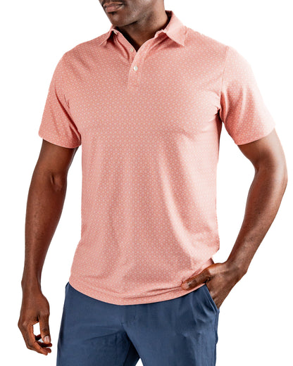 Men's Phoenix Whirl polo shirt by Pins and Aces, featuring a stylish design and comfortable fit, shown on a model.