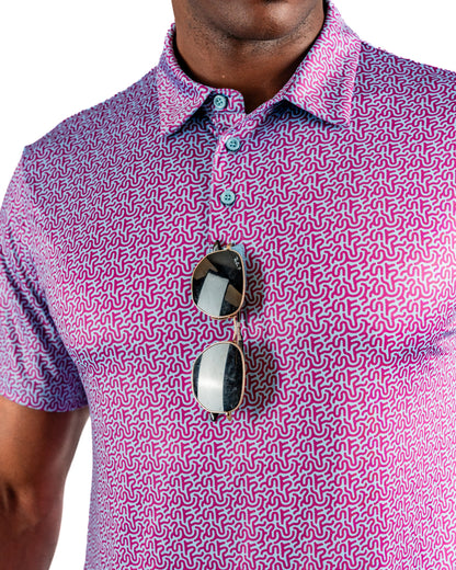 Pins and Aces men's Sugar Circuit polo shirt in vibrant colors, featuring a classic fit and breathable fabric for casual wear.