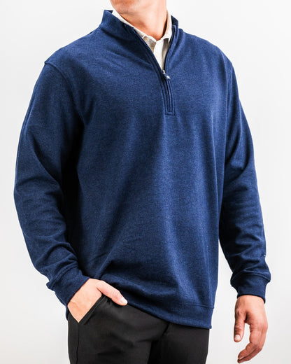 Men's Heathered Navy Player Preferred™ Pullover by Pins and Aces, casual outerwear with a soft, textured fabric and relaxed fit.