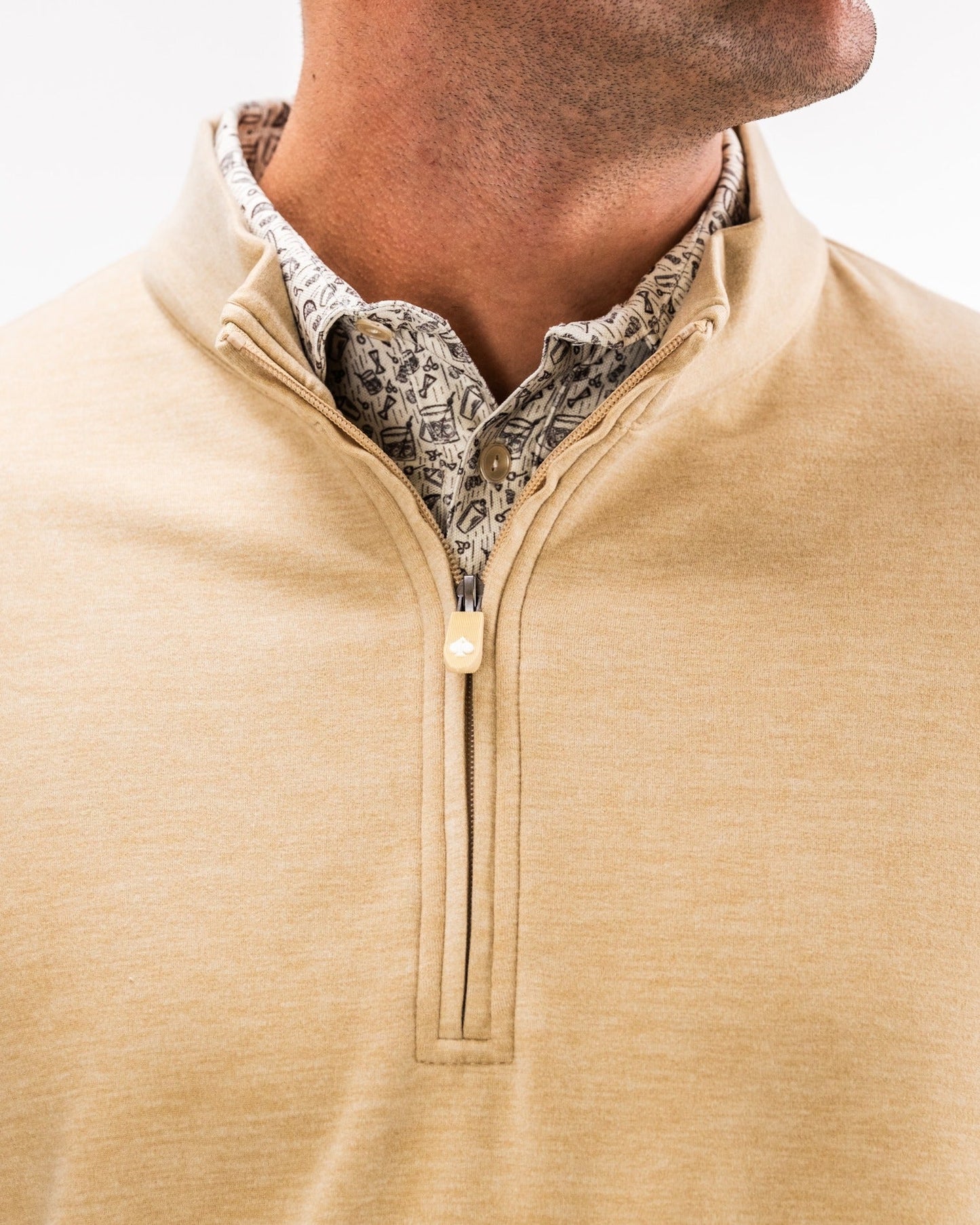 Men's Player Preferred™ Pullover in Sand, Pins and Aces men's outerwear with a comfortable, stylish pullover design.
