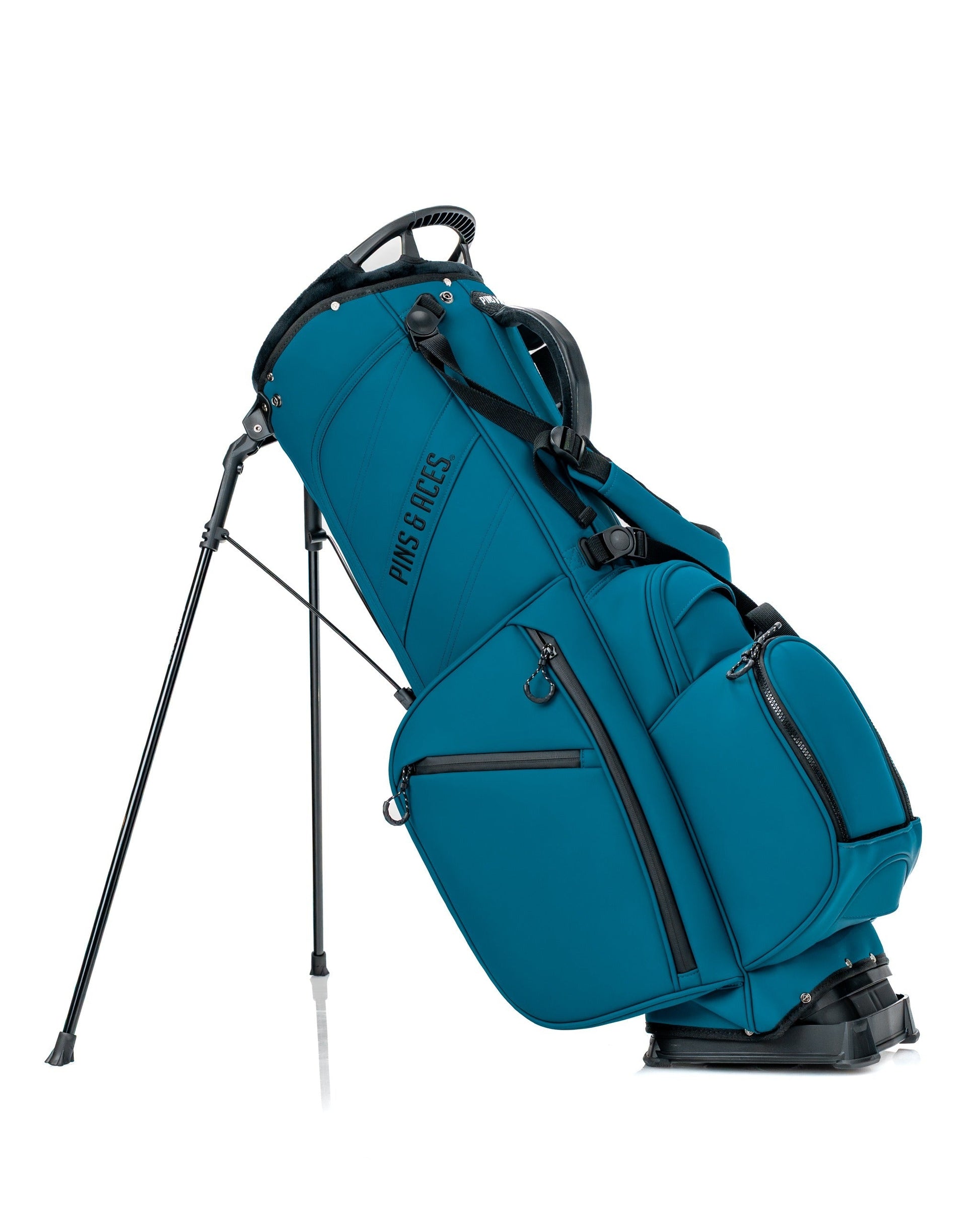 Player Preferred™ Sea Strike golf bag by Pins and Aces with multiple compartments and padded straps for comfortable carrying.
