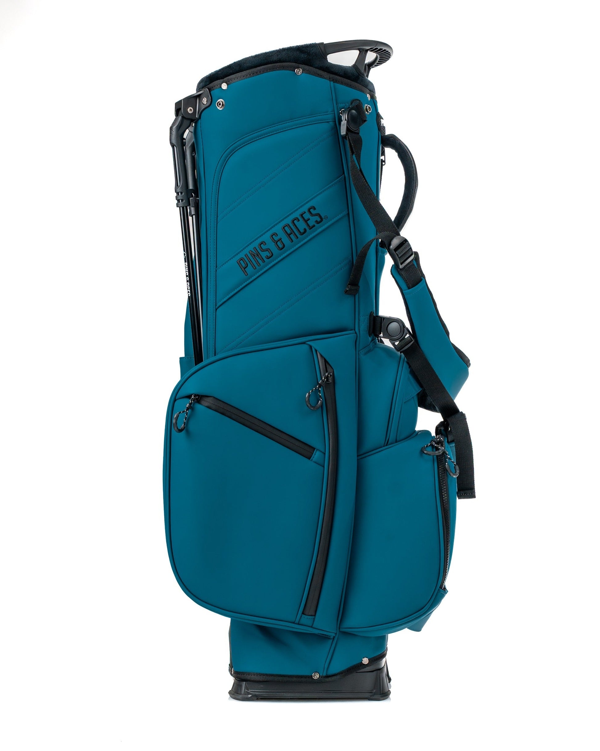 Pins and Aces Player Preferred™ Golf Bag in Sea Strike color, featuring multiple compartments and padded shoulder straps.