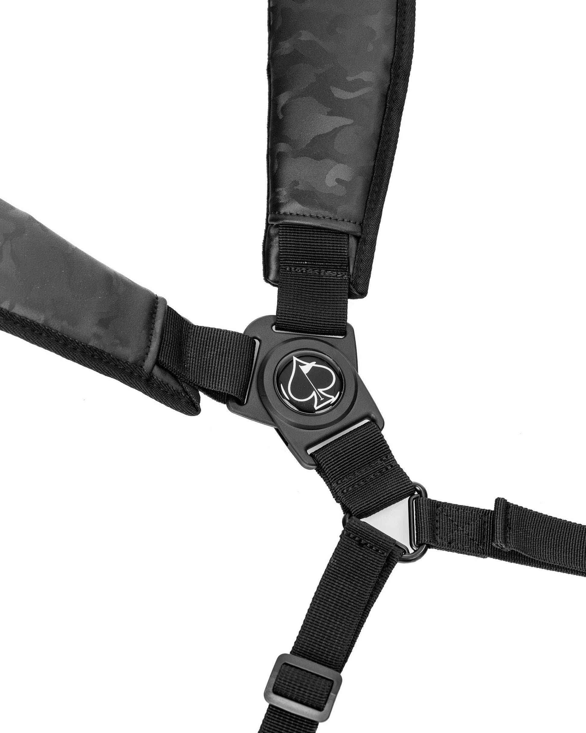 Player Preferred™ Golf Bag in black camouflage by Pins and Aces, featuring multiple compartments and comfortable shoulder straps.