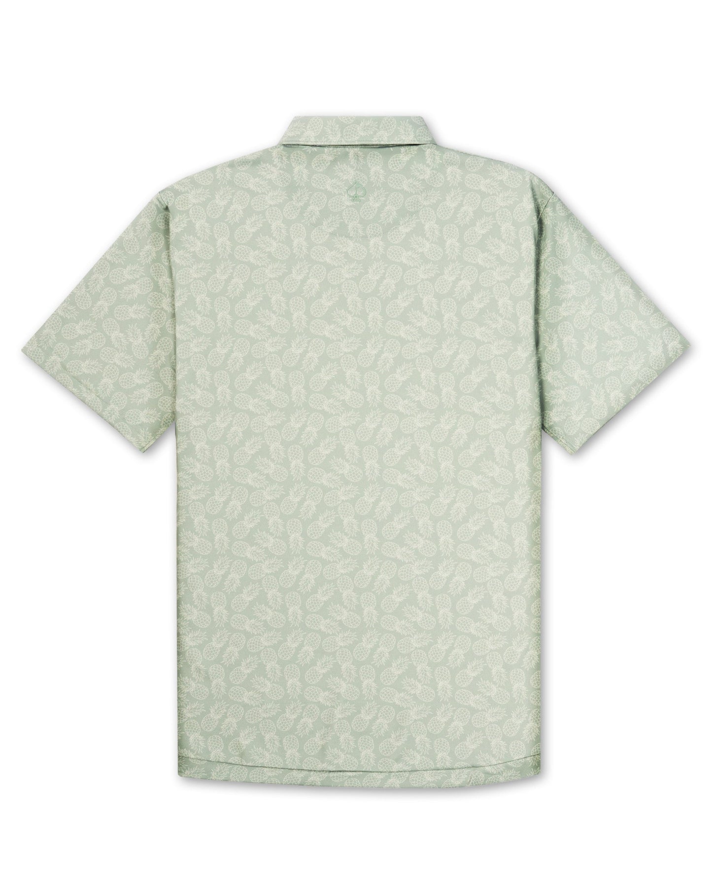 Men's pineapple pattern polo shirt by Pins and Aces, featuring a vibrant pineapple print on a casual cotton polo.