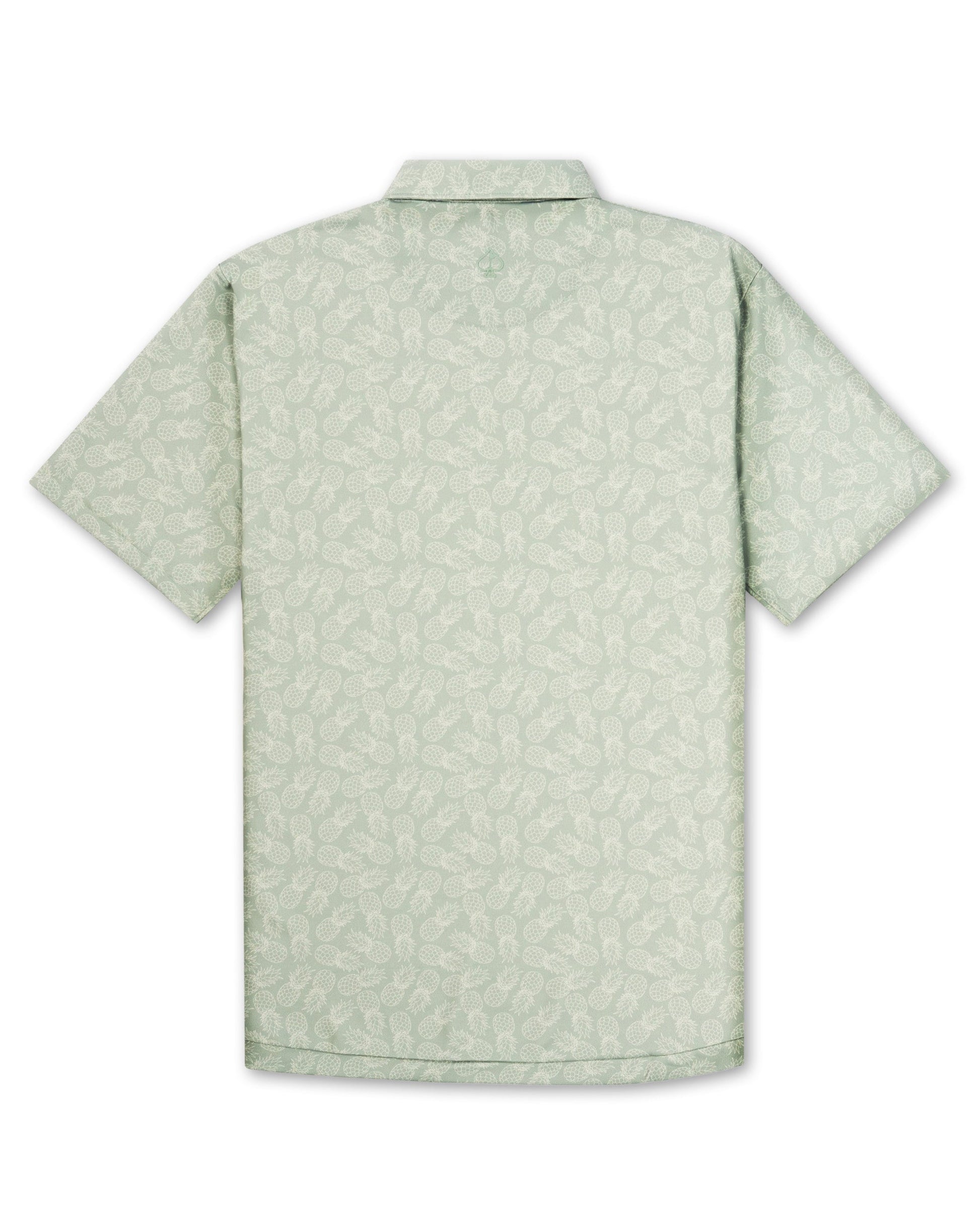 Men's pineapple pattern polo shirt by Pins and Aces, featuring a vibrant pineapple print on a casual cotton polo.