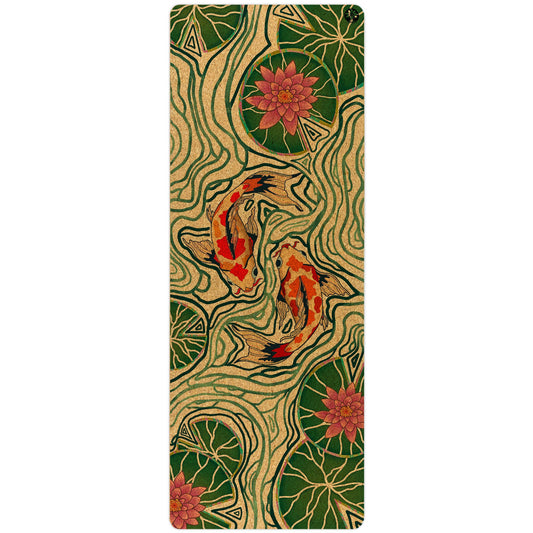 Yoloha Yoga Pond of Harmony Nomad cork yoga and Pilates mat with textured surface for grip and comfort during practice.