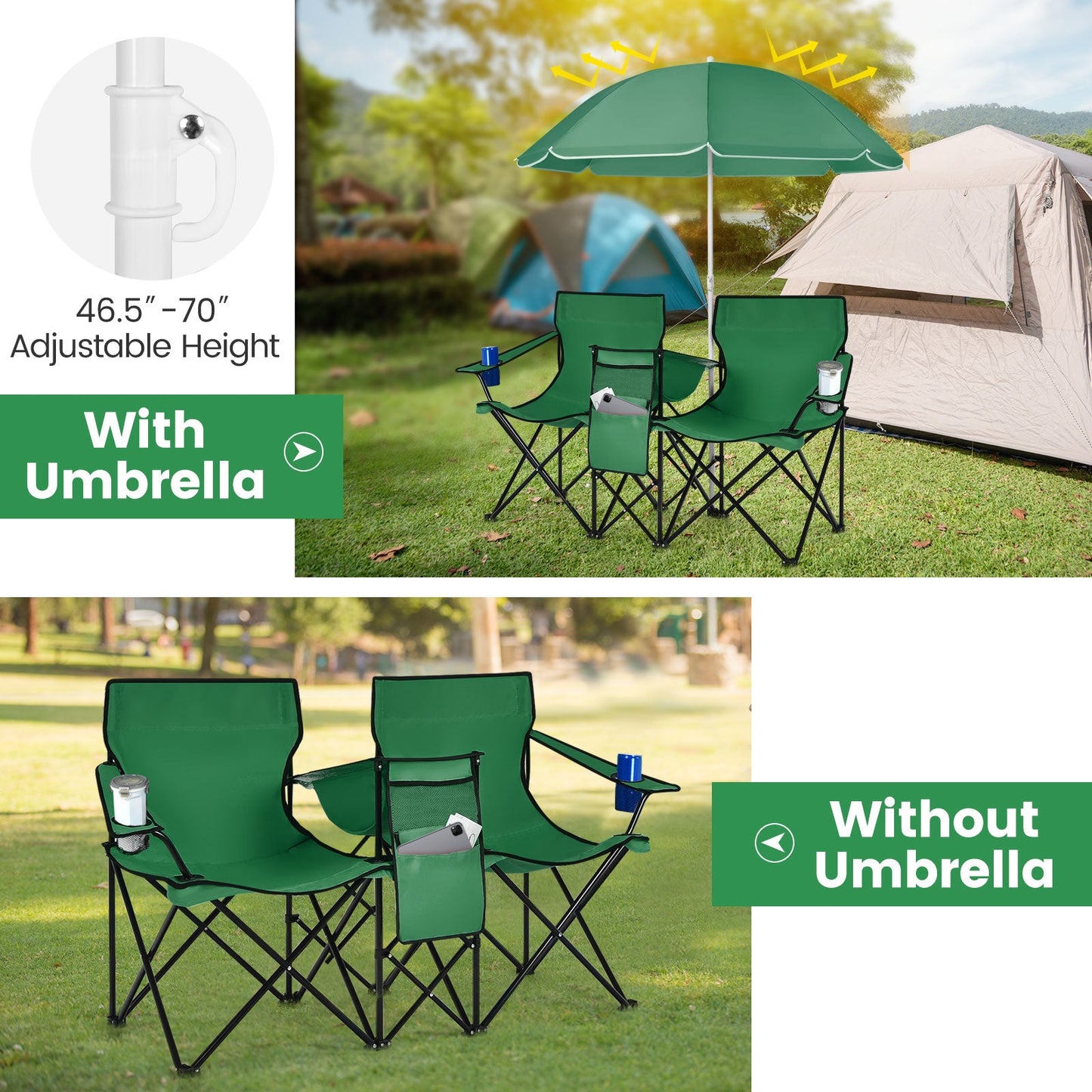 Portable Folding Picnic Double Chair