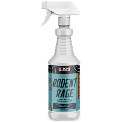 Zone Protects Rodent Rage mouse and rat repellent container, designed to deter rodents with a natural, effective formula.