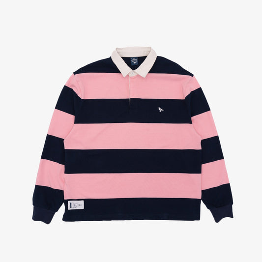 Classic Striped Rugby Shirt in Pink and Navy