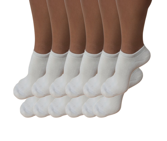 Unisex No Look anklet bamboo viscose socks in natural color, 12-pack by Spun Bamboo, shown laid flat.