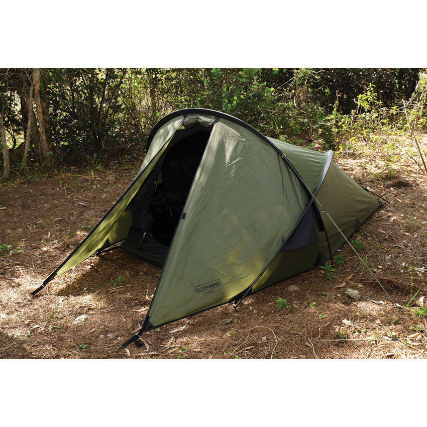 Snugpak Scorpion tent set up outdoors, showing its lightweight, durable design ideal for camping by Americana Pipedream Apparel.