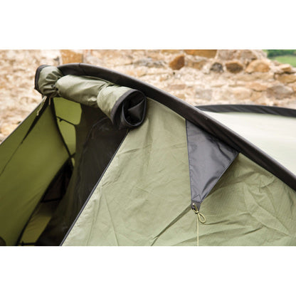 Snugpak Scorpion Tent set up outdoors showing durable fabric, rainfly, and ventilation features for camping and outdoor adventures.