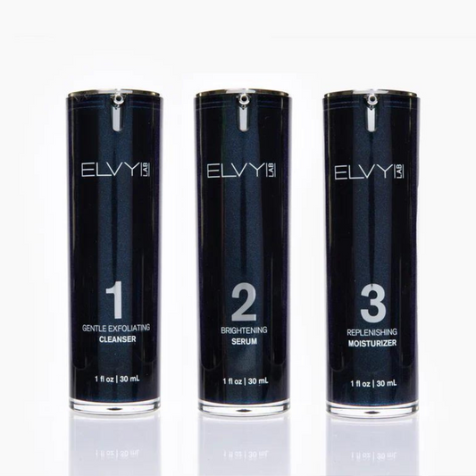 ELVY Lab Skin Care Starter Kit with serum and moisturizer to help prevent UV damage, displayed in the image.