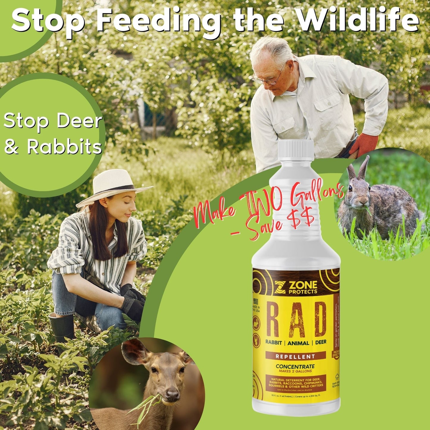 R.A.D.; Rabbit, Animal, Deer Repellent 32oz Concentrate