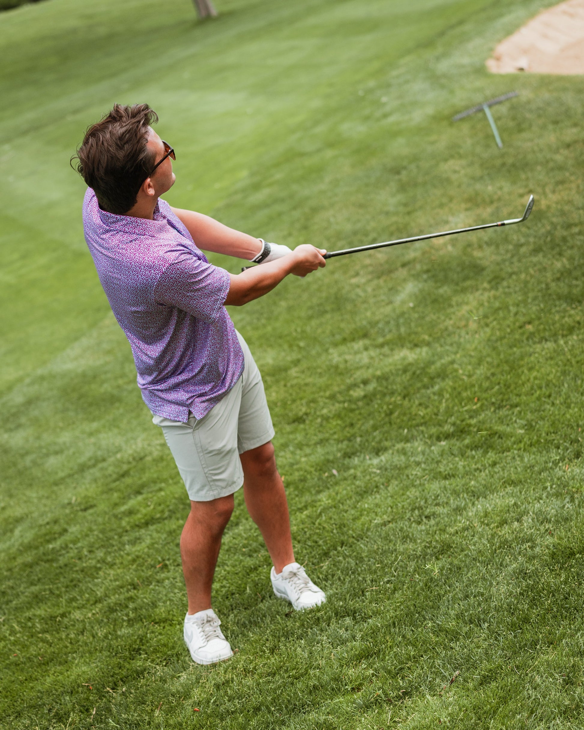 Men's Sugar Circuit polo shirt by Pins and Aces featuring a stylish design and comfortable fit, ideal for casual wear.