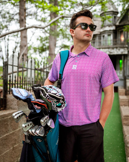 Men's Sugar Circuit Polo shirt from Pins and Aces, featuring a stylish design and comfortable fit.