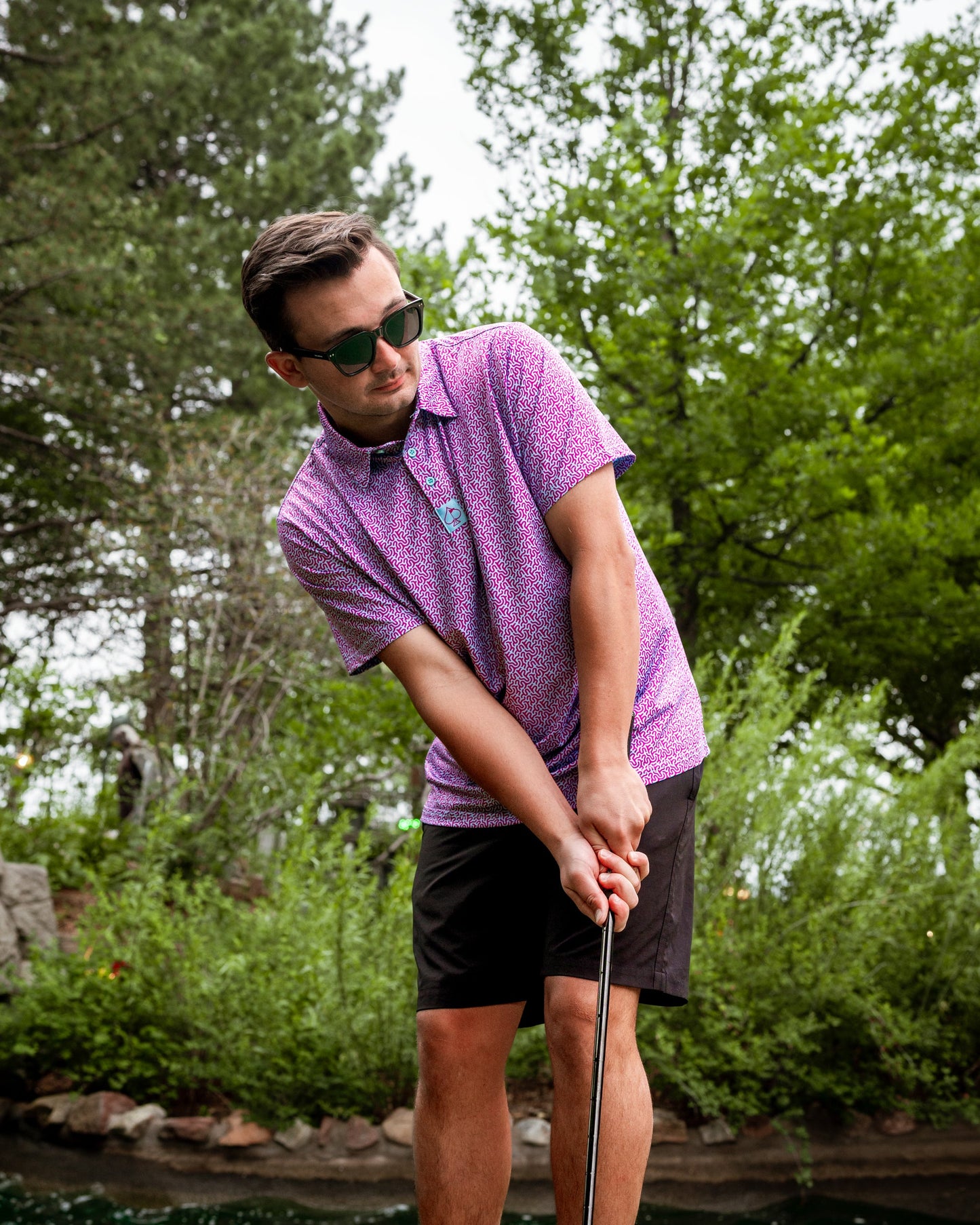 Men's Sugar Circuit polo shirt by Pins and Aces featuring a stylish design and comfortable fit in a casual men's clothing style.
